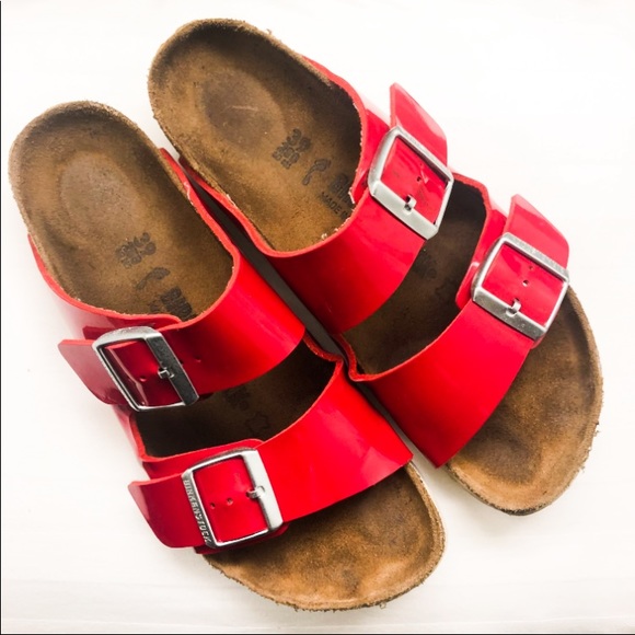 Birkenstock Shoes - Birkenstock Arizona Birko-Flor Patent Bright Red
